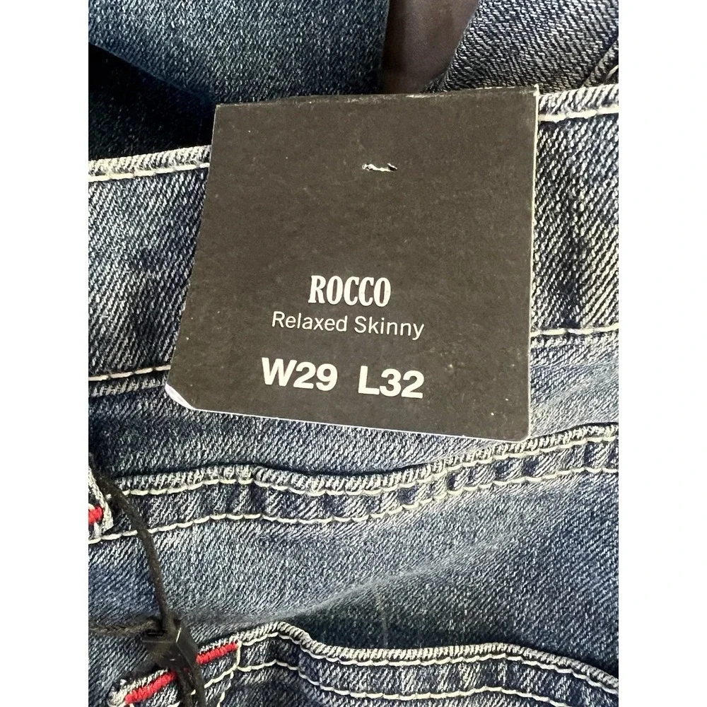 NWT True Religion Men's Rocco Moto Skinny Jeans 29X32 Medium Spiced Orchard Wash